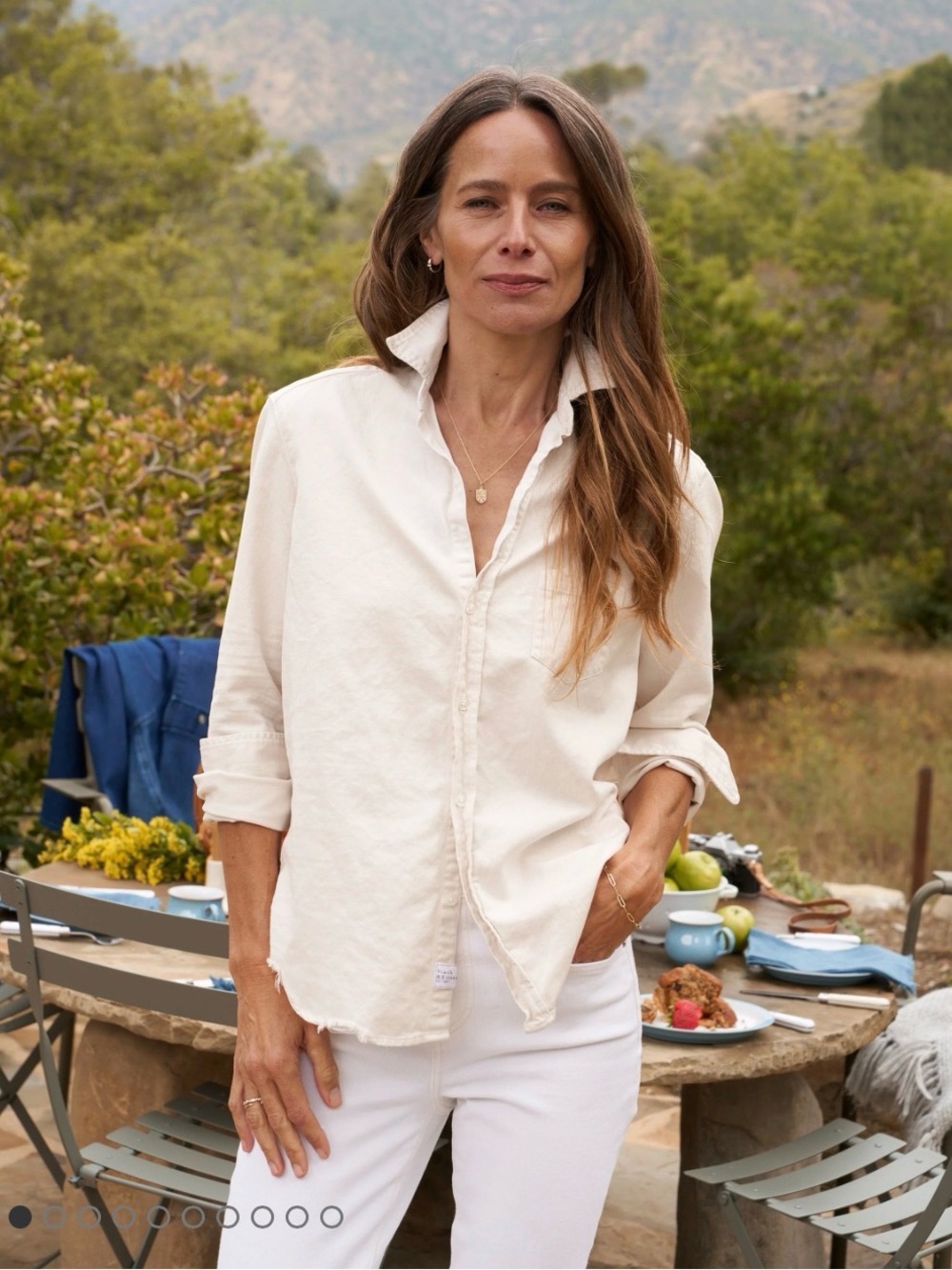 Frank & Eileen Eileen Vintage White Button-up Shirt in Famous Denim